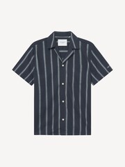 Les Deux Blue Lawson Stripe Short Sleeve  Shirt - Image 6 of 7