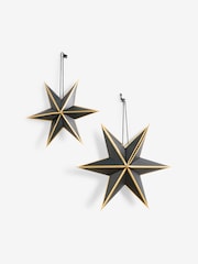 Set of 2 Black Paper Star Christmas Decorations - Image 2 of 4