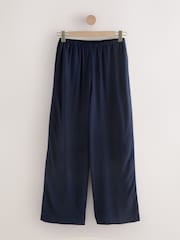 Navy Solid Wide Leg Trousers with Linen - Image 6 of 8