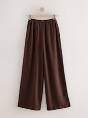 Chocolate Brown Wide Leg Trousers with Linen - Image 6 of 8