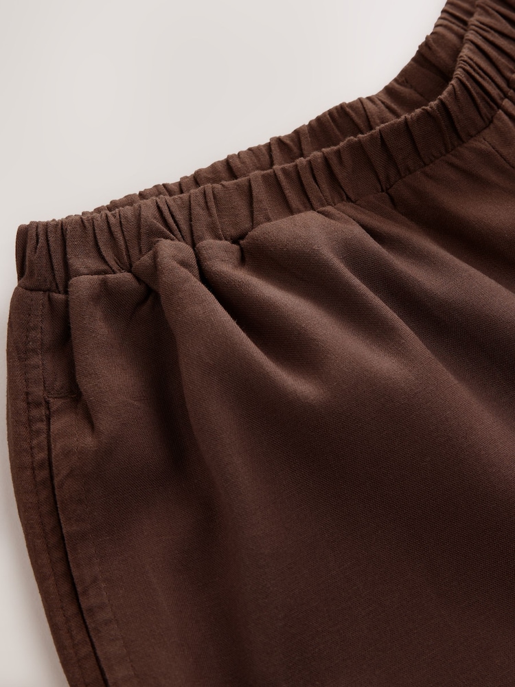 Chocolate Brown Wide Leg Trousers with Linen - Image 8 of 8