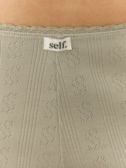 self. Khaki Green Short Pointelle Knickers - Image 4 of 7