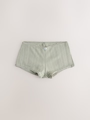 self. Khaki Green Short Pointelle Knickers - Image 5 of 7