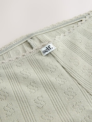 self. Khaki Green Short Pointelle Knickers - Image 6 of 7