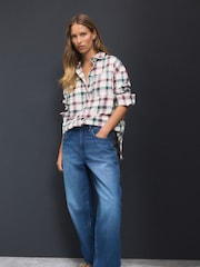 Pink/Green Check Long Sleeve Shirt With Linen - Image 2 of 8