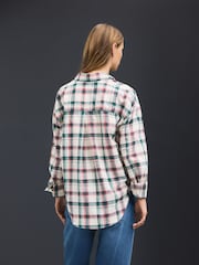 Pink/Green Check Long Sleeve Shirt With Linen - Image 4 of 8