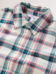 Pink/Green Check Long Sleeve Shirt With Linen - Image 7 of 8