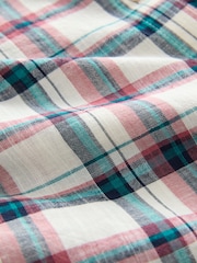 Pink/Green Check Long Sleeve Shirt With Linen - Image 8 of 8