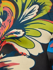 Black Floral Placement Print Slim Fit Long Sleeve Shirt - Image 9 of 9