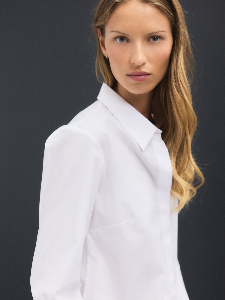 knee length dresses for ladies Long Sleeve Office White Shirt Dress Women Spring Black Turndown Neck –  Divahotcouture main image 1