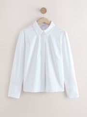 White Fitted Stretch Essential Long Sleeve Shirt - Image 6 of 8
