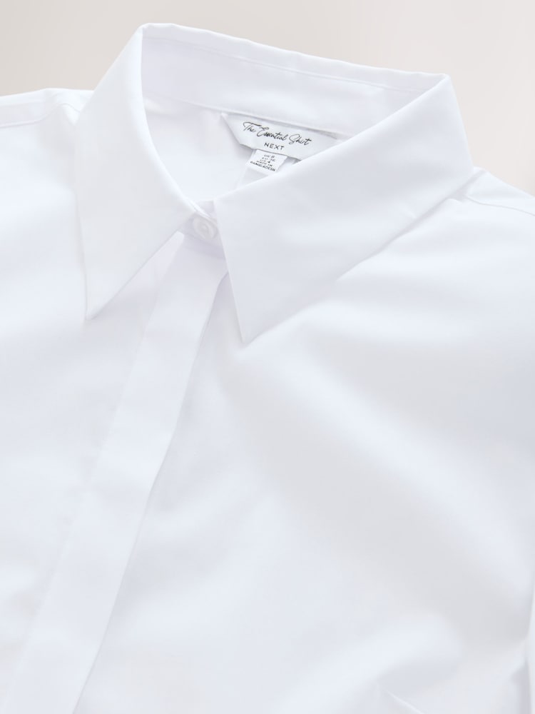 Buy White Fitted Stretch Essential Long Sleeve Shirt from Next USA
