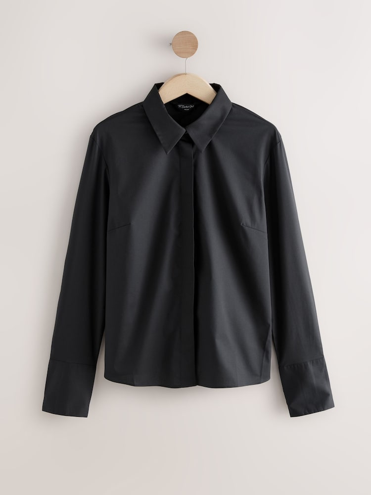 Black Fitted Stretch Essential Long Sleeve Shirt - Image 5 of 7