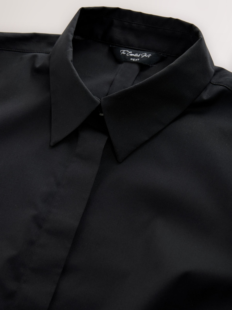 Black Fitted Stretch Essential Long Sleeve Shirt - Image 6 of 7