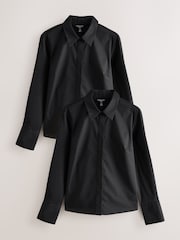 Black Fitted Stretch Essential Long Sleeve Shirts 2 Pack - Image 6 of 10