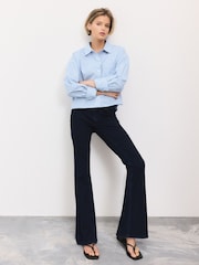 Blue/White Stripe Oversized Long Sleeve Cropped Shirt - Image 2 of 7