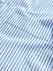 Blue/White Stripe Oversized Long Sleeve Cropped Shirt - Image 6 of 7