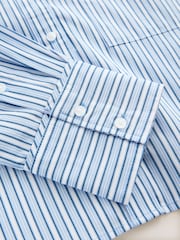 Blue/White Stripe Oversized Long Sleeve Cropped Shirt - Image 7 of 7