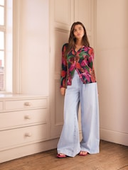 Kew Collection Multicoloured Floral Print Pleated Long Sleeve Fitted Shirt - Image 3 of 8