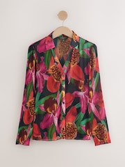Kew Collection Multicoloured Floral Print Pleated Long Sleeve Fitted Shirt - Image 6 of 8
