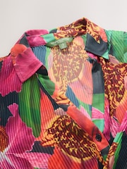 Kew Collection Multicoloured Floral Print Pleated Long Sleeve Fitted Shirt - Image 7 of 8