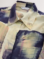 Navy/Cream Grid Print Long Sleeve Button Down Shirt - Image 2 of 3