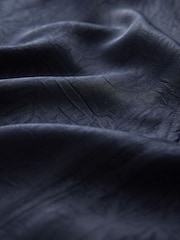 Navy Short Sleeve Crinkle Satin Cowl Neck Top - Image 8 of 8