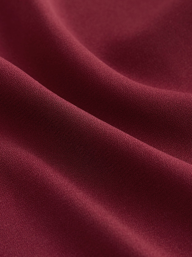 Burgundy Red Relaxed Fit Short Sleeve Overhead V-Neck Blouse - Image 5 of 6