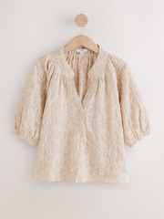 Natural Embroidered Paisley Stripe Blouse - Image 5 of 8