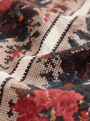 Red Multi Floral Tapestry Stripe Textured Boxy T-Shirt - Image 7 of 8