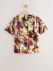 Multicoloured Tie Dye Print Textured Boxy T-Shirt - Image 1 of 3
