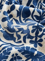 Blue/Cream Geo Print Short Sleeve Boxy T-Shirt with Linen - Image 2 of 3