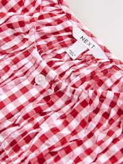 Red and White Sleeveless Button Down Smock Top - Image 6 of 7