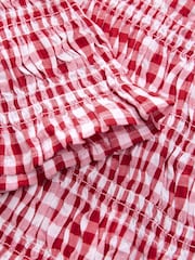 Red and White Sleeveless Button Down Smock Top - Image 7 of 7