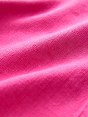Pink Button Down Ruffle Sleeve Top With Linen - Image 3 of 3