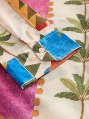 Multicoloured Pineapple Placement Print Relaxed Long Sleeve Cotton Lightweight Shirt - Image 8 of 8