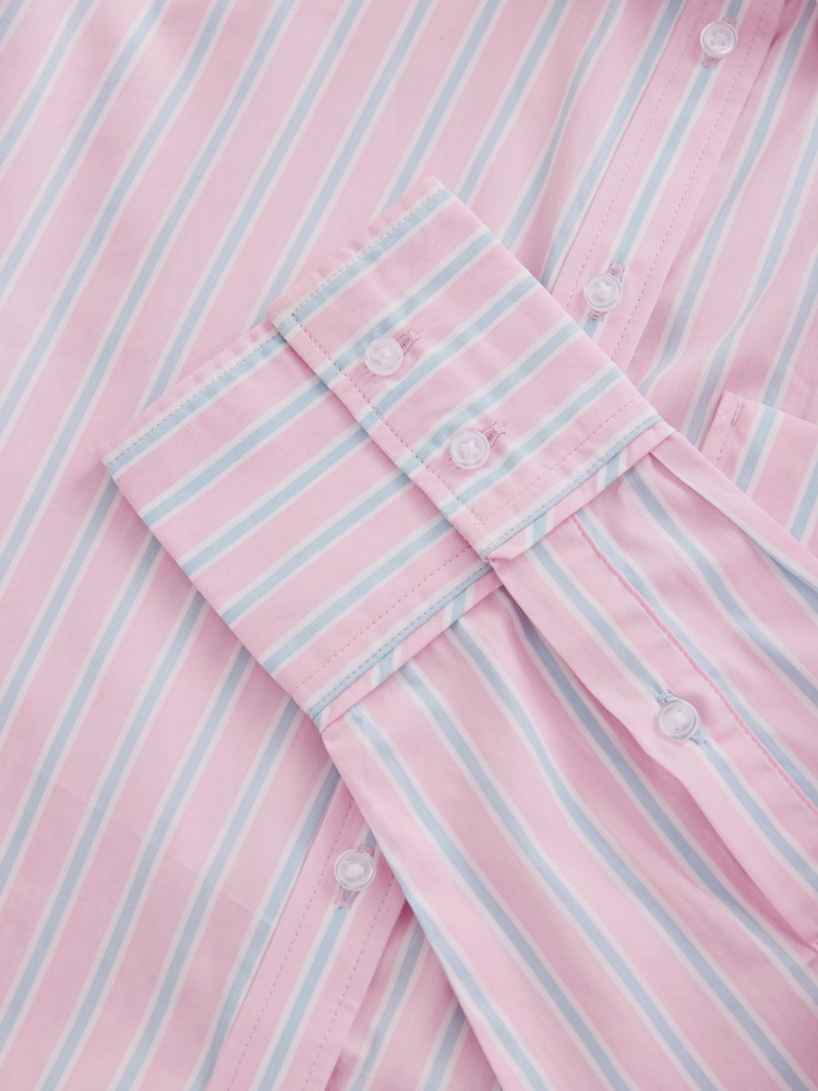 Blue/Pink Pastel Stripe Girlfriend Oversized Long Sleeve Shirt - Image 3 of 3