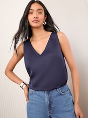 Friends Like These Navy V-Neck Shell Top - Image 1 of 4