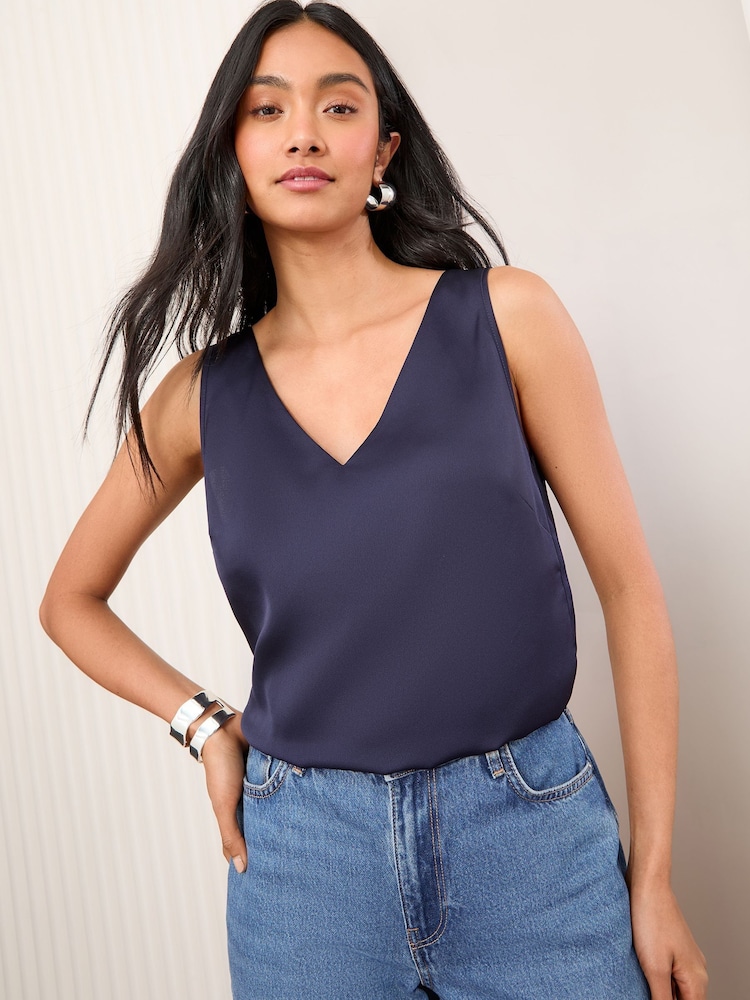 Friends Like These Navy V-Neck Shell Top - Image 1 of 4