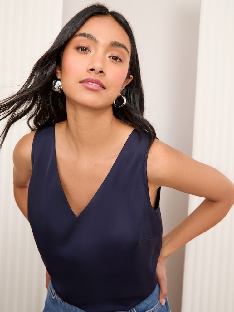 Friends Like These Navy V-Neck Shell Top - Image 3 of 4
