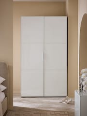 White Sloane Glass Double Semi Fitted Wardrobe - Image 2 of 10