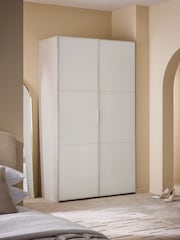 White Sloane Glass Double Semi Fitted Wardrobe - Image 3 of 10