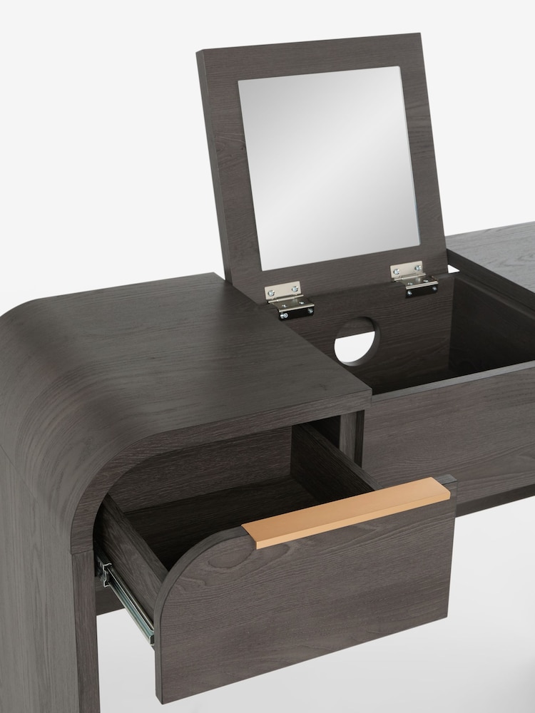Dark Natural Mia Oak Effect Console Dressing Table - Image 5 of 5