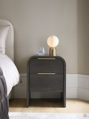 Dark Natural Mia Oak Effect 2 Drawer Bedside Table - Image 1 of 3