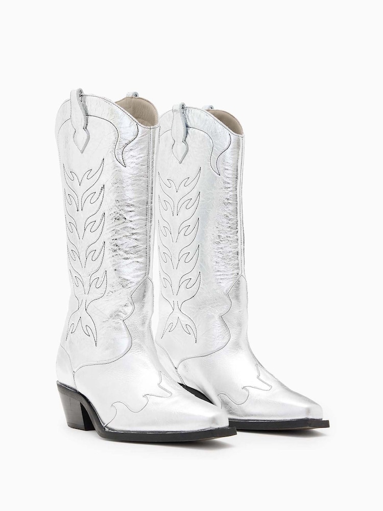 AllSaints Silver Dolly Boots - Image 2 of 5
