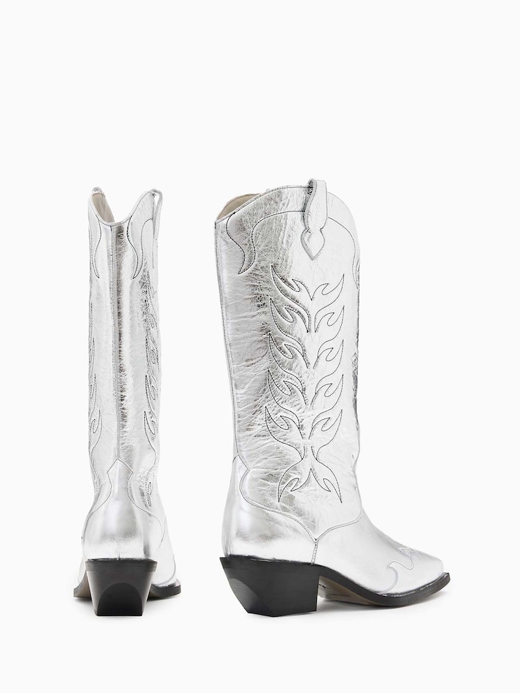 AllSaints Silver Dolly Boots - Image 3 of 5