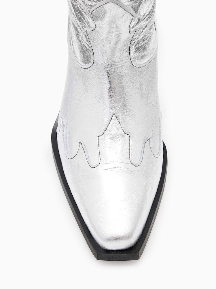 AllSaints Silver Dolly Boots - Image 5 of 5