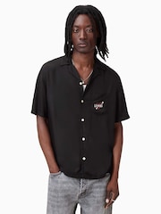 AllSaints Black Lovers Short Sleeve Shirt - Image 3 of 8