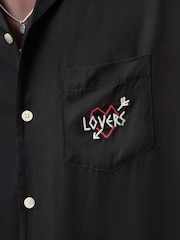 AllSaints Black Lovers Short Sleeve Shirt - Image 7 of 8
