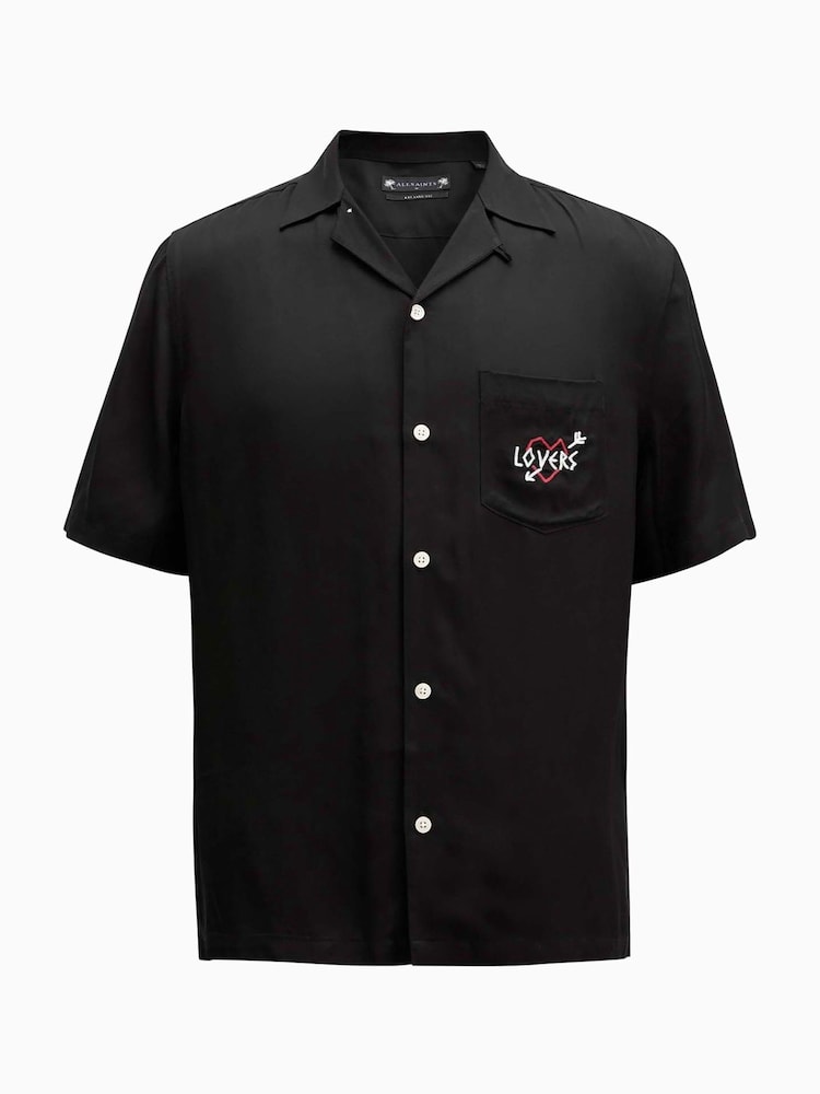 AllSaints Black Lovers Short Sleeve Shirt - Image 8 of 8